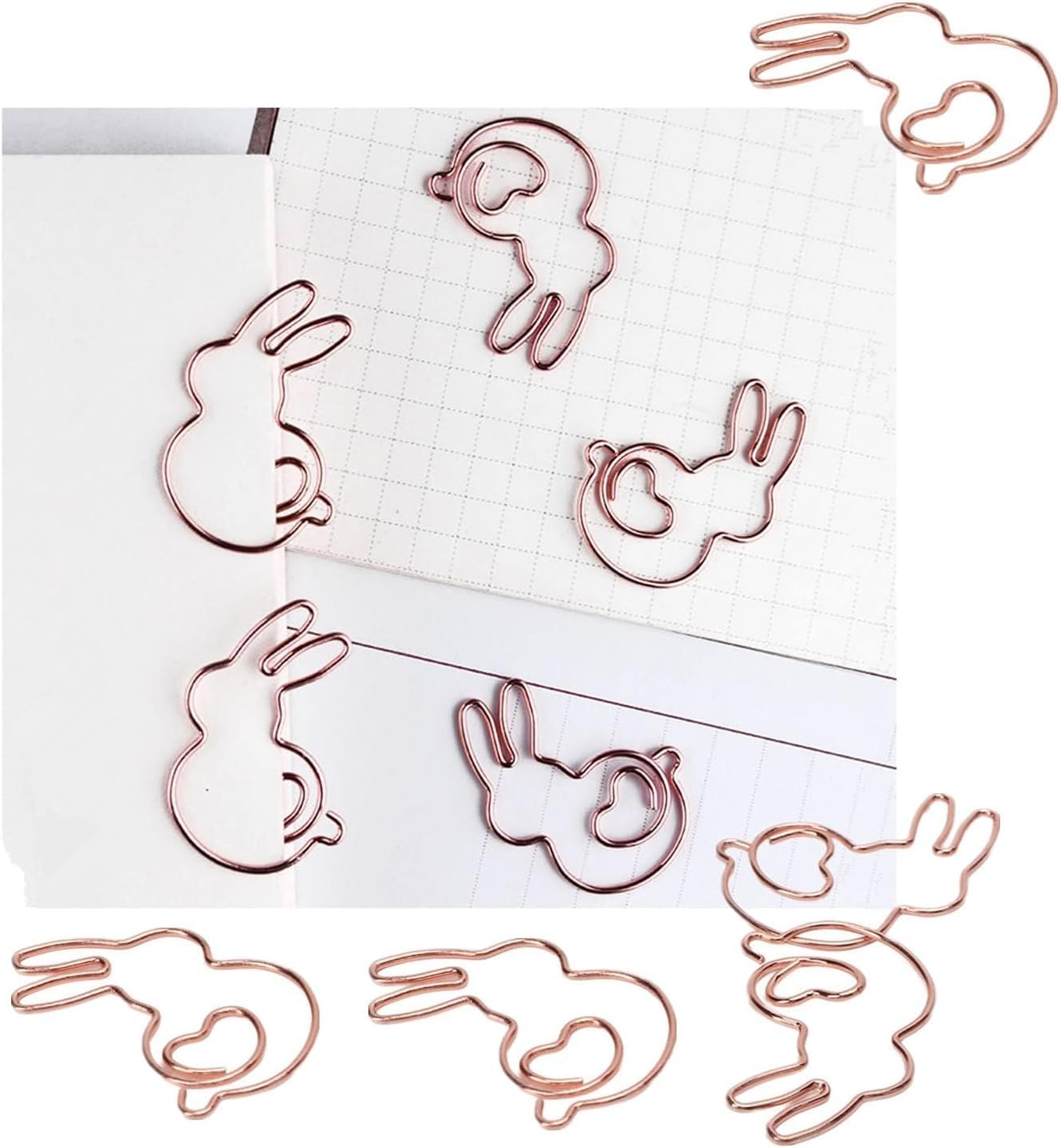 100PCS Rabbit Shape Paper Clips, Rose Gold Bunny Paperclips Decorative Clips Cute Animals Bookmark for Office School Home Desk Organizers - Image 4