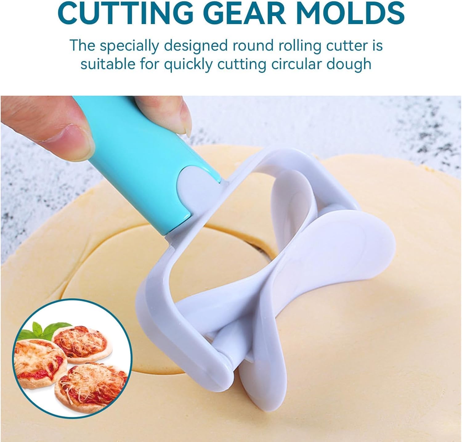 3PCS Pastry Rolling Cutter, Cookie Cutter Plastic Dough Blade Roller Round Fondant Slicer Baking Accessory for Cake Cookies Biscuits - Image 3