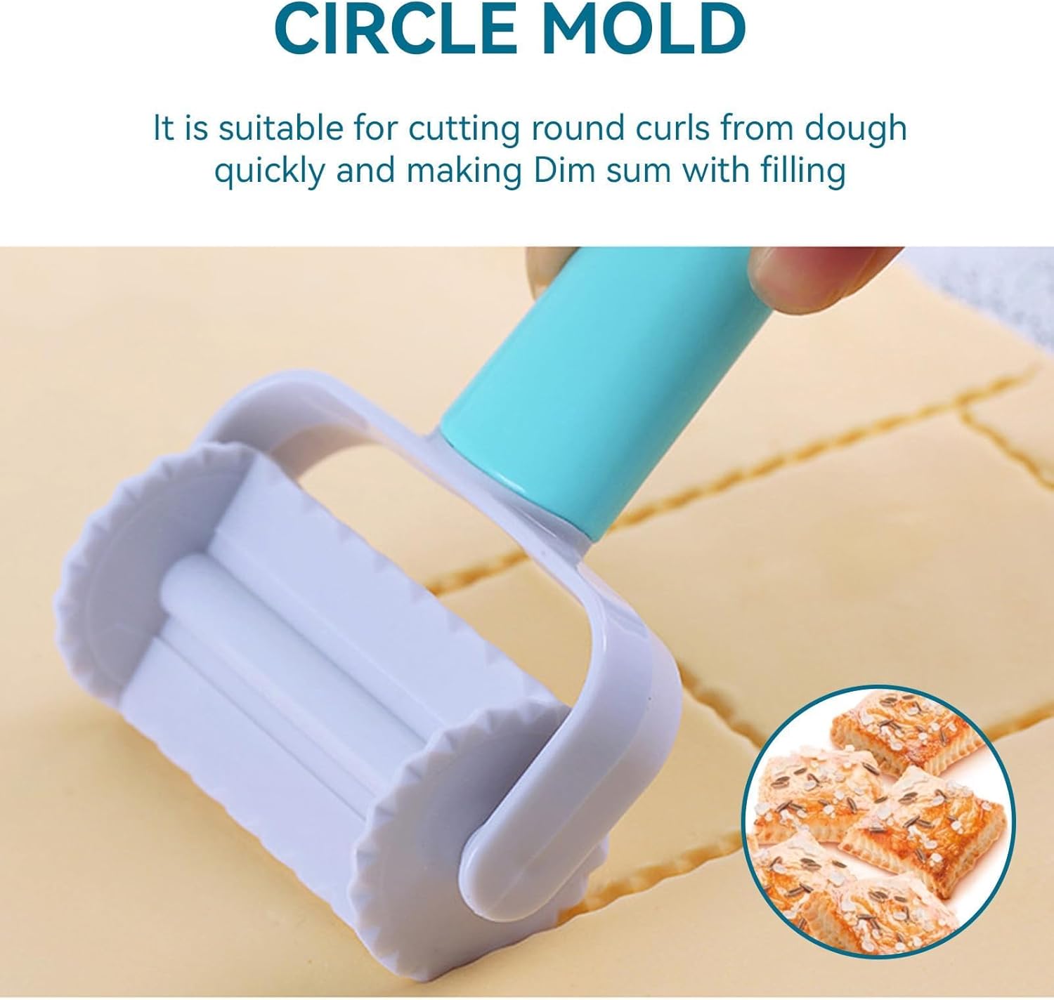 3PCS Pastry Rolling Cutter, Cookie Cutter Plastic Dough Blade Roller Round Fondant Slicer Baking Accessory for Cake Cookies Biscuits - Image 7