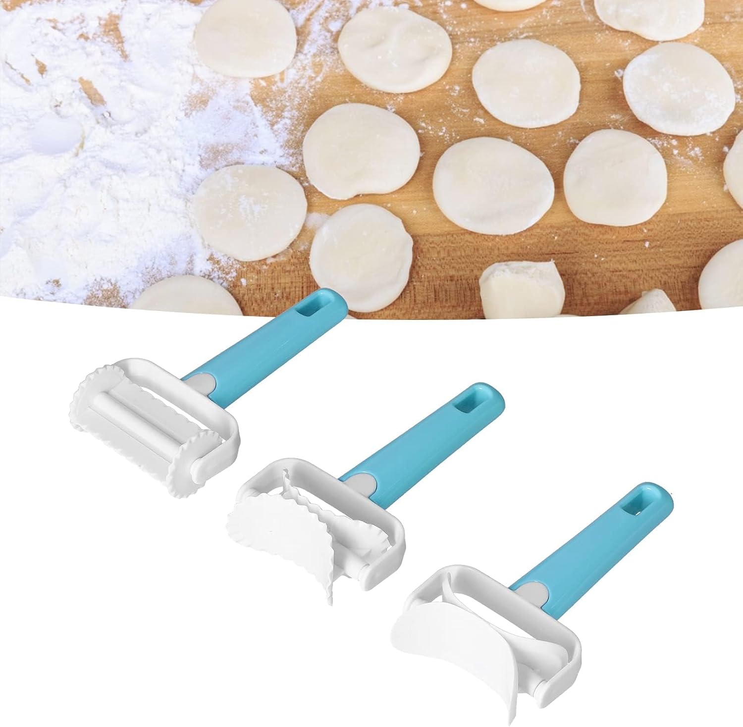 3PCS Pastry Rolling Cutter, Cookie Cutter Plastic Dough Blade Roller Round Fondant Slicer Baking Accessory for Cake Cookies Biscuits - Image 8