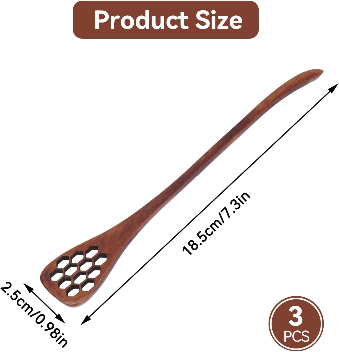 3PCS Honey Dipper Sticks, Long Handle Mixing Stick Mini Honeycomb Drizzler Wooden Spoon Stirrer for Collecting Dispensing Drizzling Jam - Image 3