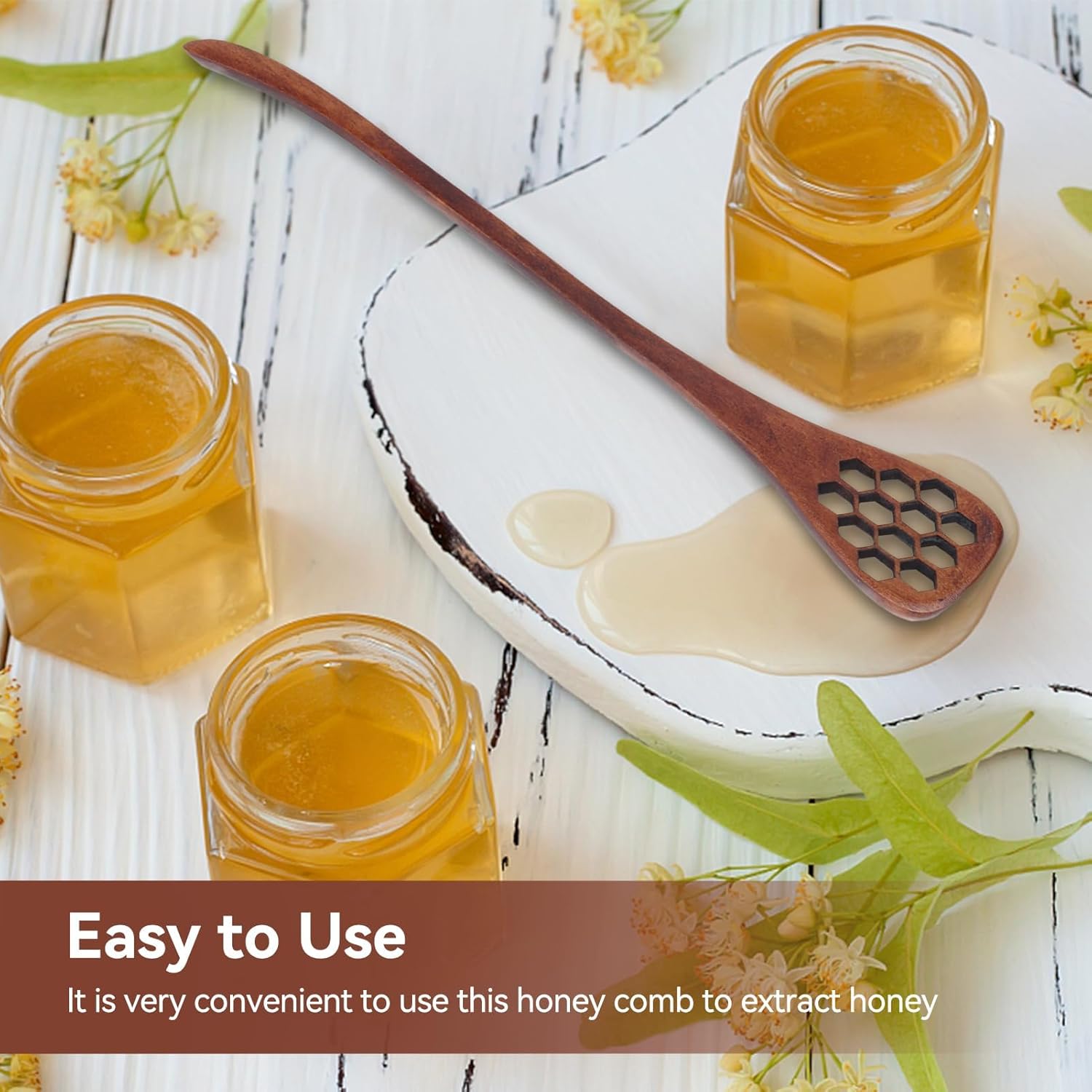 3PCS Honey Dipper Sticks, Long Handle Mixing Stick Mini Honeycomb Drizzler Wooden Spoon Stirrer for Collecting Dispensing Drizzling Jam - Image 4