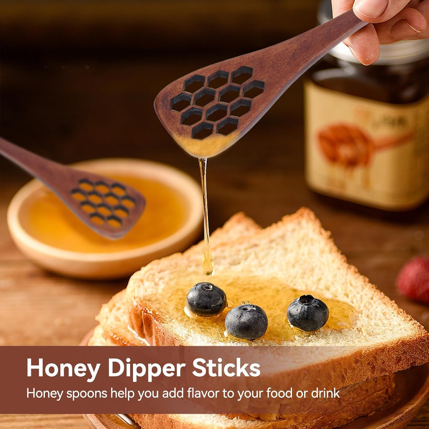 3PCS Honey Dipper Sticks, Long Handle Mixing Stick Mini Honeycomb Drizzler Wooden Spoon Stirrer for Collecting Dispensing Drizzling Jam - Image 5