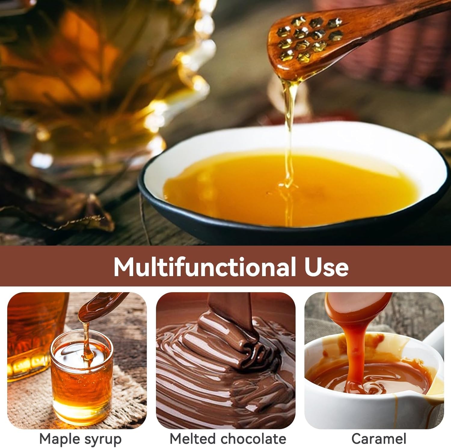 3PCS Honey Dipper Sticks, Long Handle Mixing Stick Mini Honeycomb Drizzler Wooden Spoon Stirrer for Collecting Dispensing Drizzling Jam - Image 7