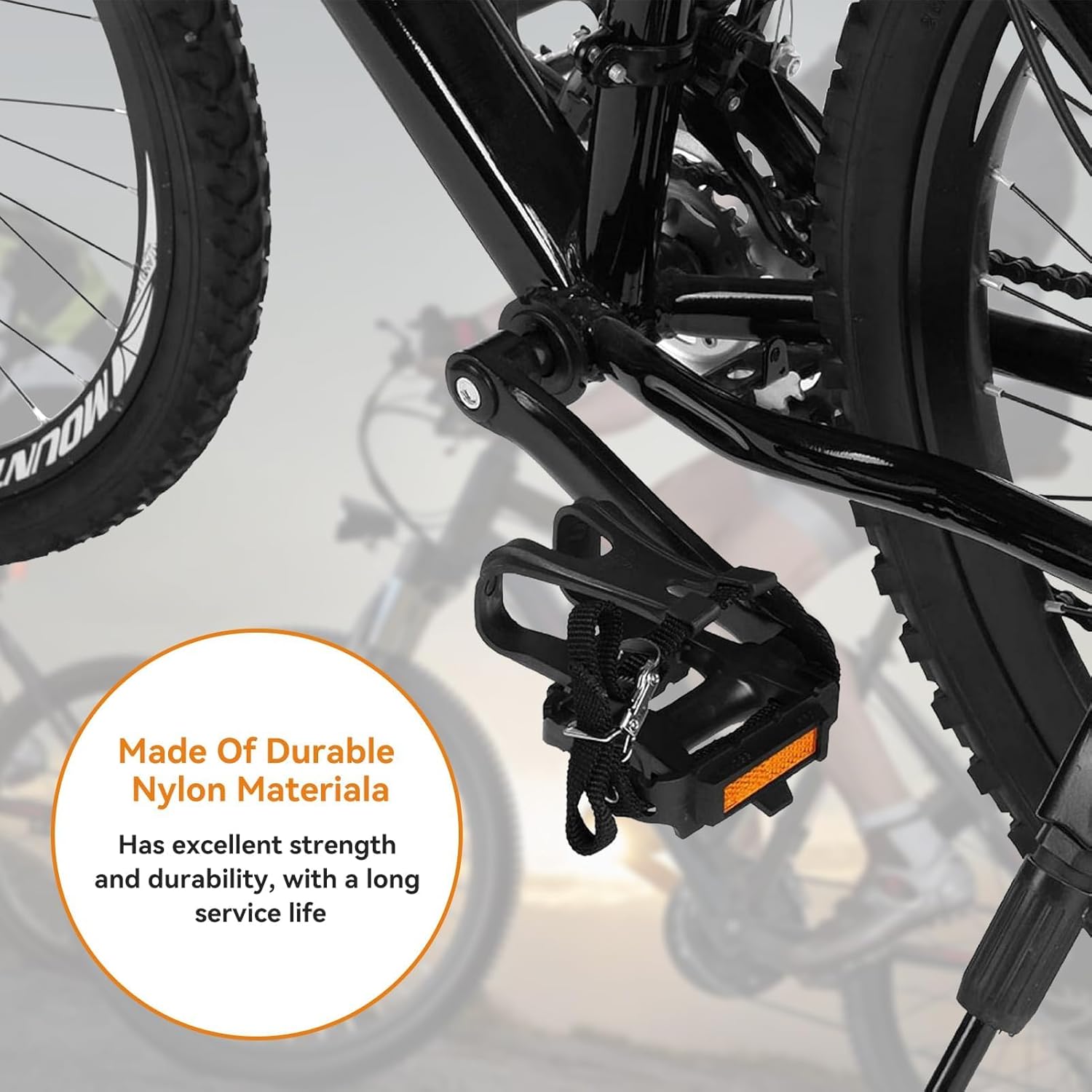 1 Pair Bike Pedals, Pedals with Toe Cages Road Bicycle Clip Adjustable Clips Straps for Wide Shoes Indoor Outdoor Cycling - Image 4