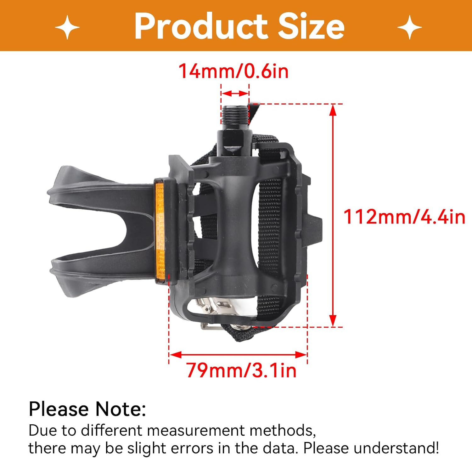 1 Pair Bike Pedals, Pedals with Toe Cages Road Bicycle Clip Adjustable Clips Straps for Wide Shoes Indoor Outdoor Cycling - Image 5
