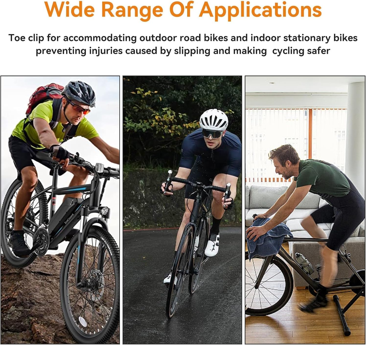 1 Pair Bike Pedals, Pedals with Toe Cages Road Bicycle Clip Adjustable Clips Straps for Wide Shoes Indoor Outdoor Cycling - Image 7