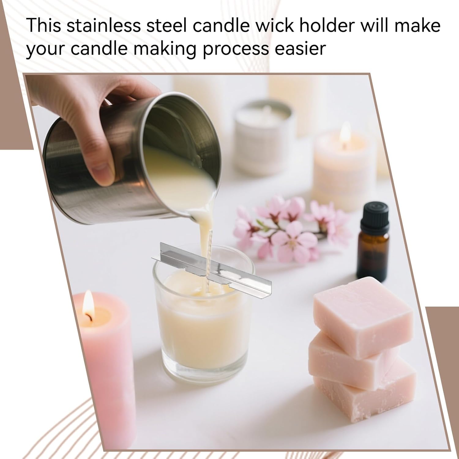 10PCS Metal Candle Wick Holder, Holders for Making Centering Tool Stainless Steel Device DIY Craft - Image 3