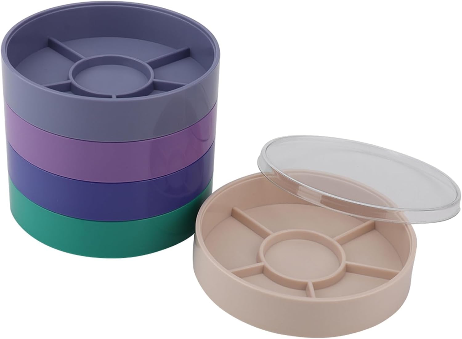 5 Layer Watch Parts Storage Box, Plastic Tray Watchmaker Repair Tool Container for Screw Component Movement Hardware Part (Round)  Redondo - Image 1