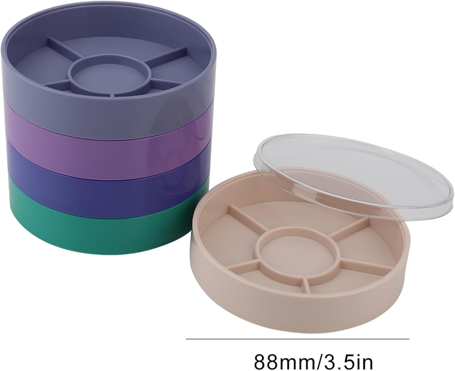 5 Layer Watch Parts Storage Box, Plastic Tray Watchmaker Repair Tool Container for Screw Component Movement Hardware Part (Round)  Redondo - Image 3
