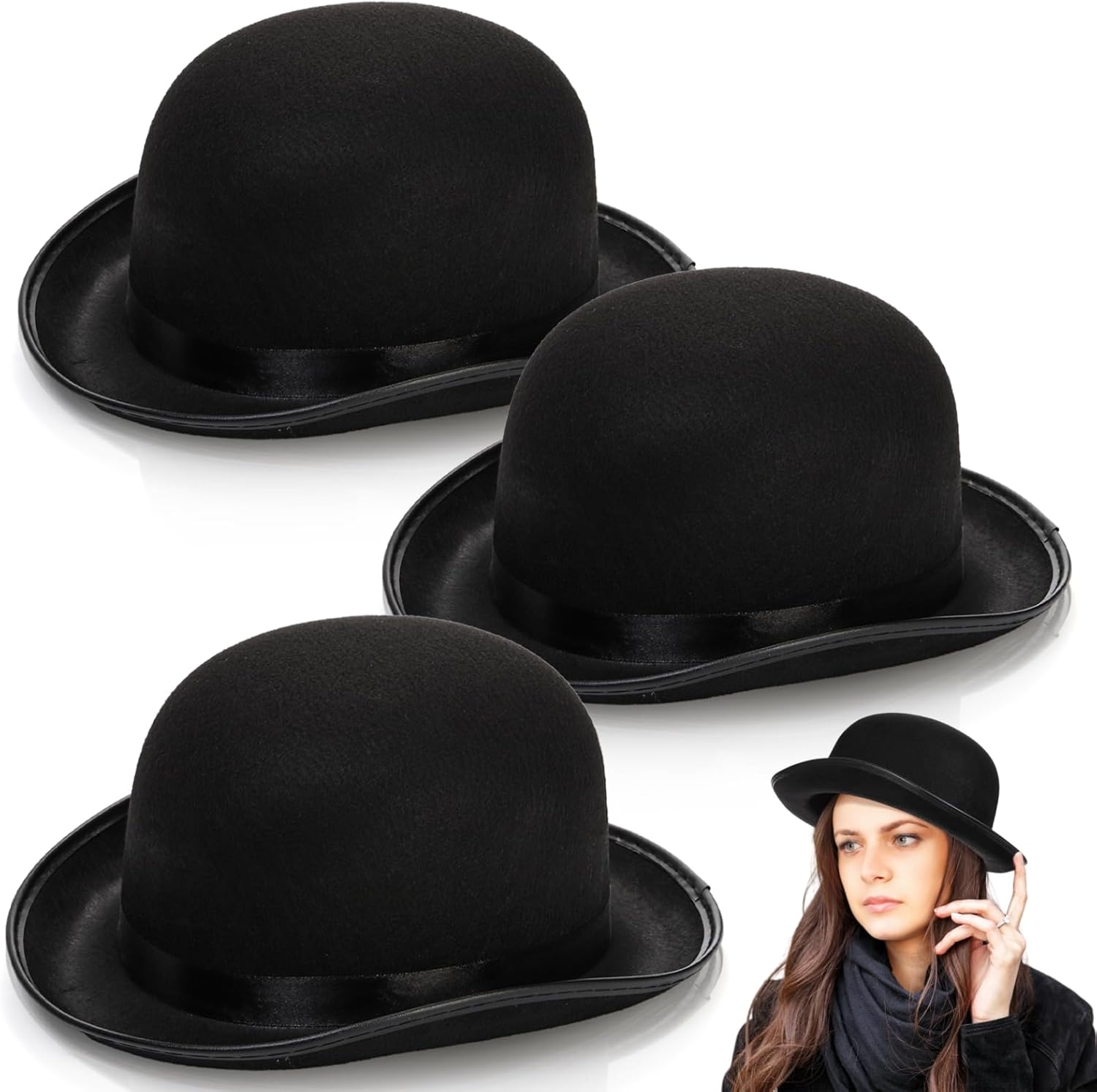 3 Pack Bowler Hat, 23