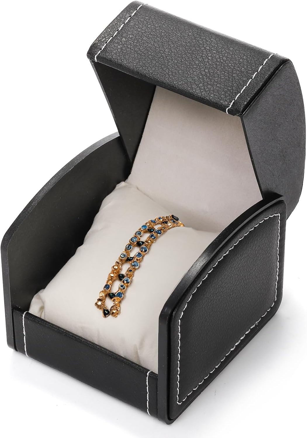 6 Packs Single Grid Watch Box with Pillow, PU Leather Gift Case for Bracelet, Jewelry Wristwatch Storage, Display Holder Men and Women, Roll Organizer, Black - Image 5
