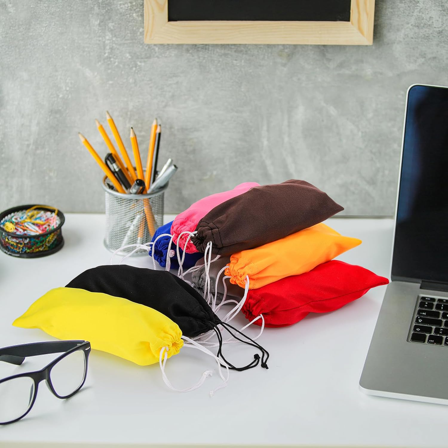 80 Packs Glasses Pouch, Microfiber Sunglasses Soft Case with Drawstring Closure, Gadgets, Black, Blue, Red, Orange, Pink, Brown, Gray, Yellow - Image 8