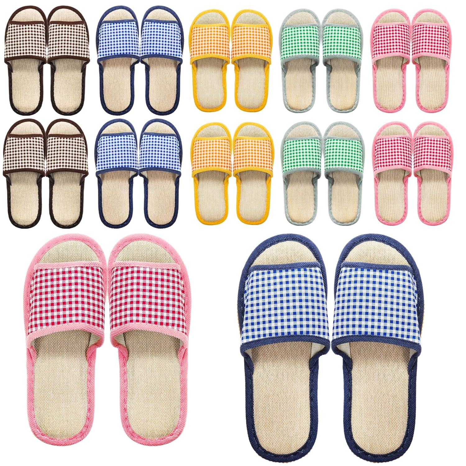 10 Pairs Washable House Slippers for Guests, Disposable Indoor Slipper with Thick Sole, Non Slip Open Toe Slipper, Spa Bulk Home, Hotel, Bedroom, Travel, Unisex Universal Size - Image 1