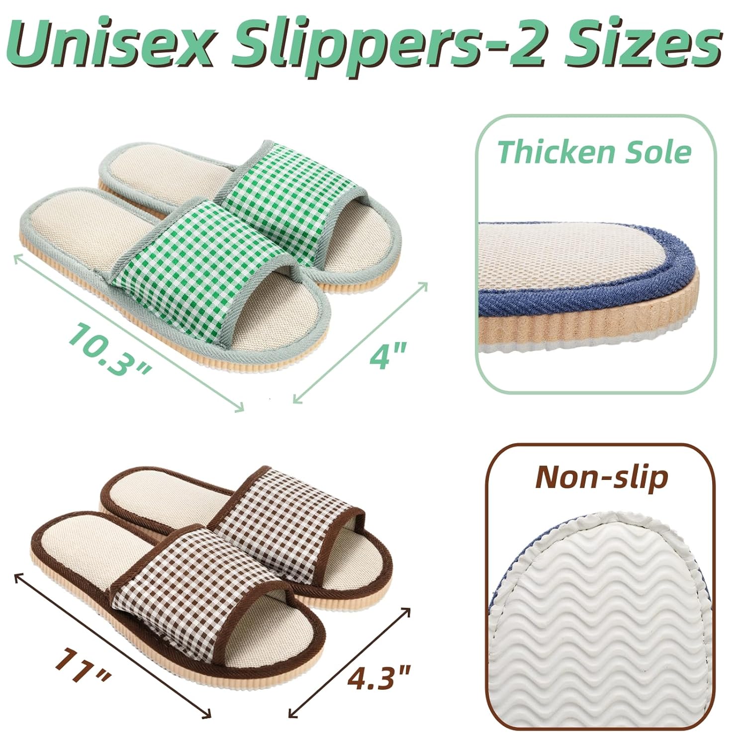 10 Pairs Washable House Slippers for Guests, Disposable Indoor Slipper with Thick Sole, Non Slip Open Toe Slipper, Spa Bulk Home, Hotel, Bedroom, Travel, Unisex Universal Size - Image 3