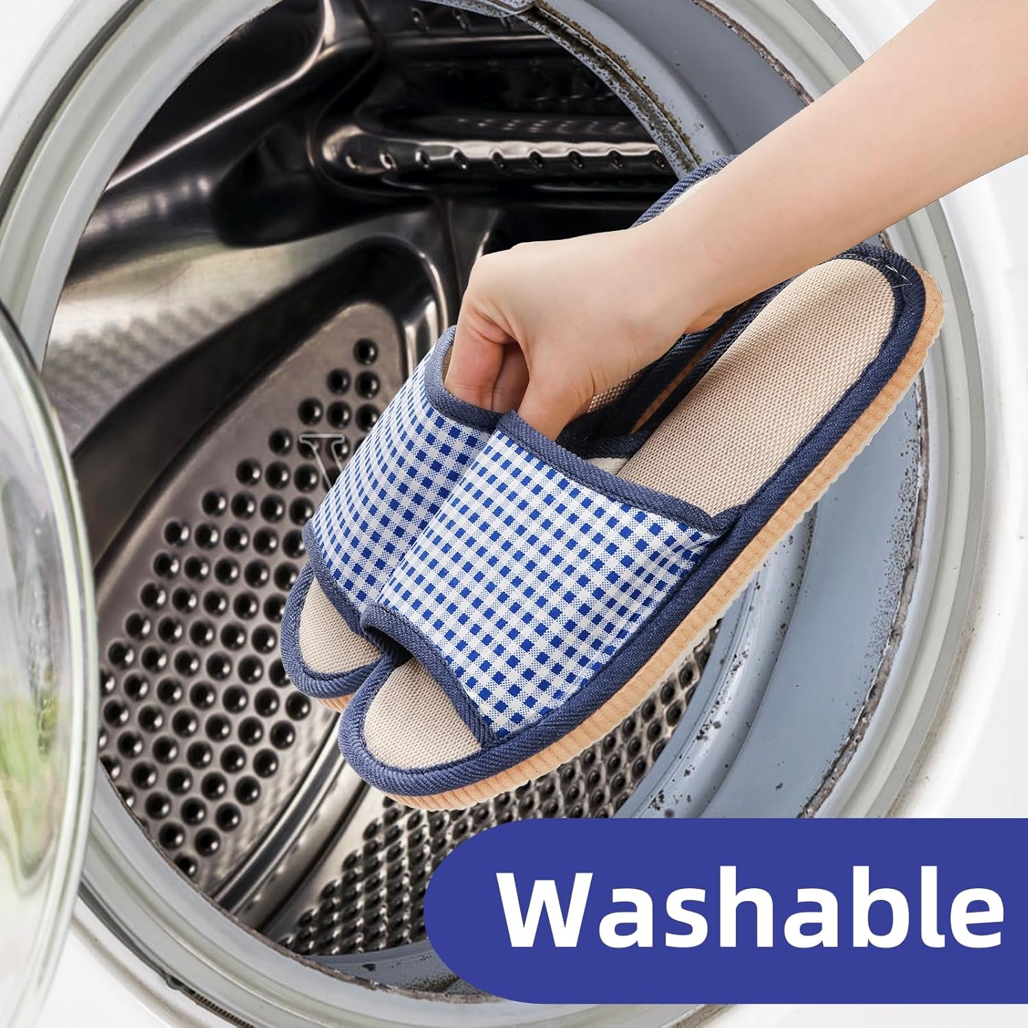 10 Pairs Washable House Slippers for Guests, Disposable Indoor Slipper with Thick Sole, Non Slip Open Toe Slipper, Spa Bulk Home, Hotel, Bedroom, Travel, Unisex Universal Size - Image 4