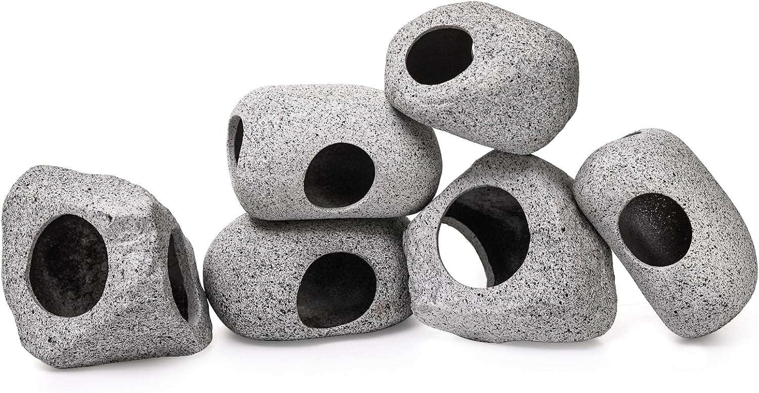 6 Pack Aquarium Decoration Rock Caves, Betta Fish Tank Hideaway, Hideout Stones House Decor for Cichlid Shrimp Territorial Hiding Breeding Spawning, Ornaments - Image 5