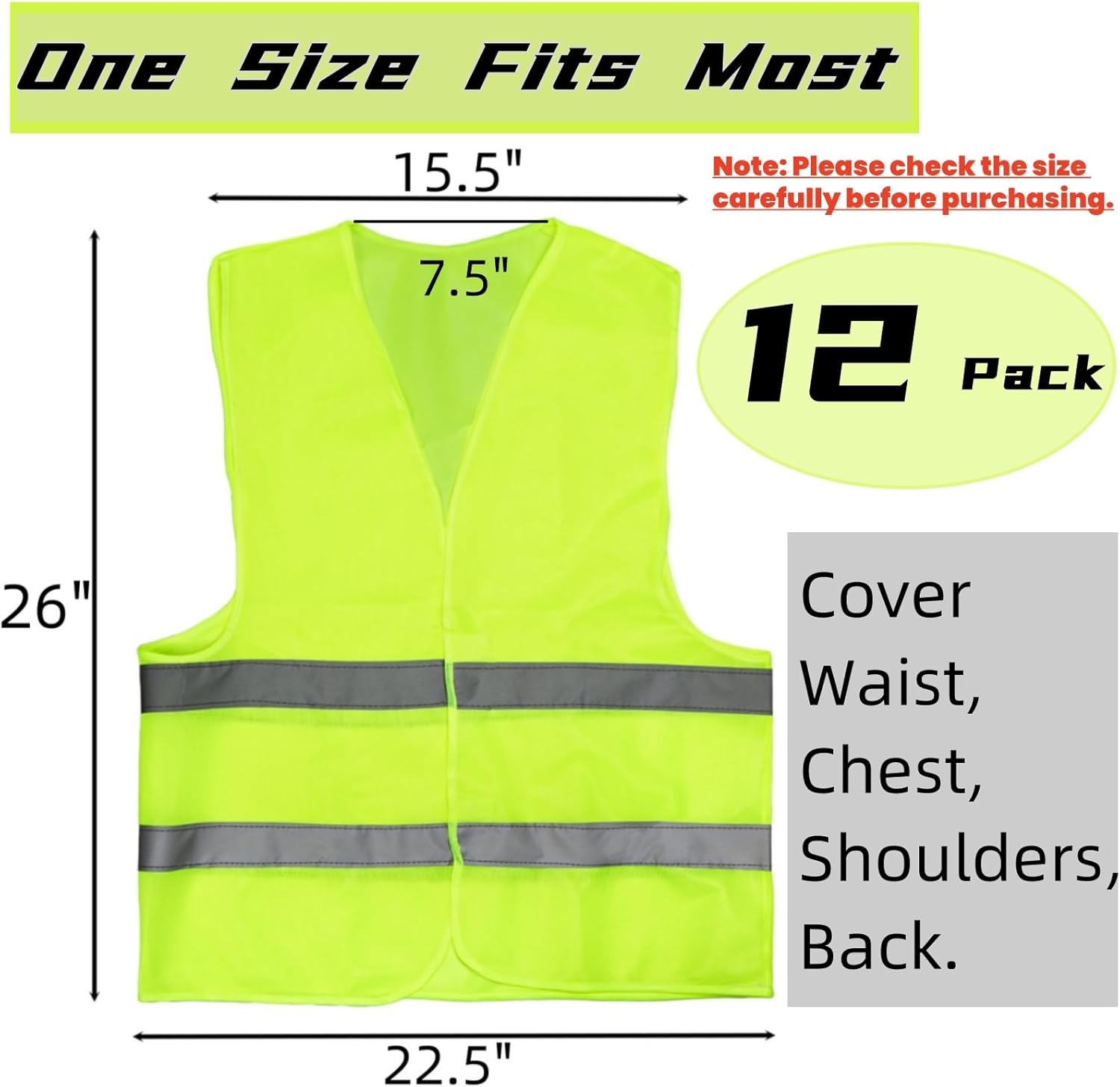 12 Pack High Visibility Safety Vests, Mesh Security Vest with 2 Reflective Silver Strips, Construction Work Bulk for Men Women Traffic Emergency Running Cycling, Fluorescent Green - Image 2