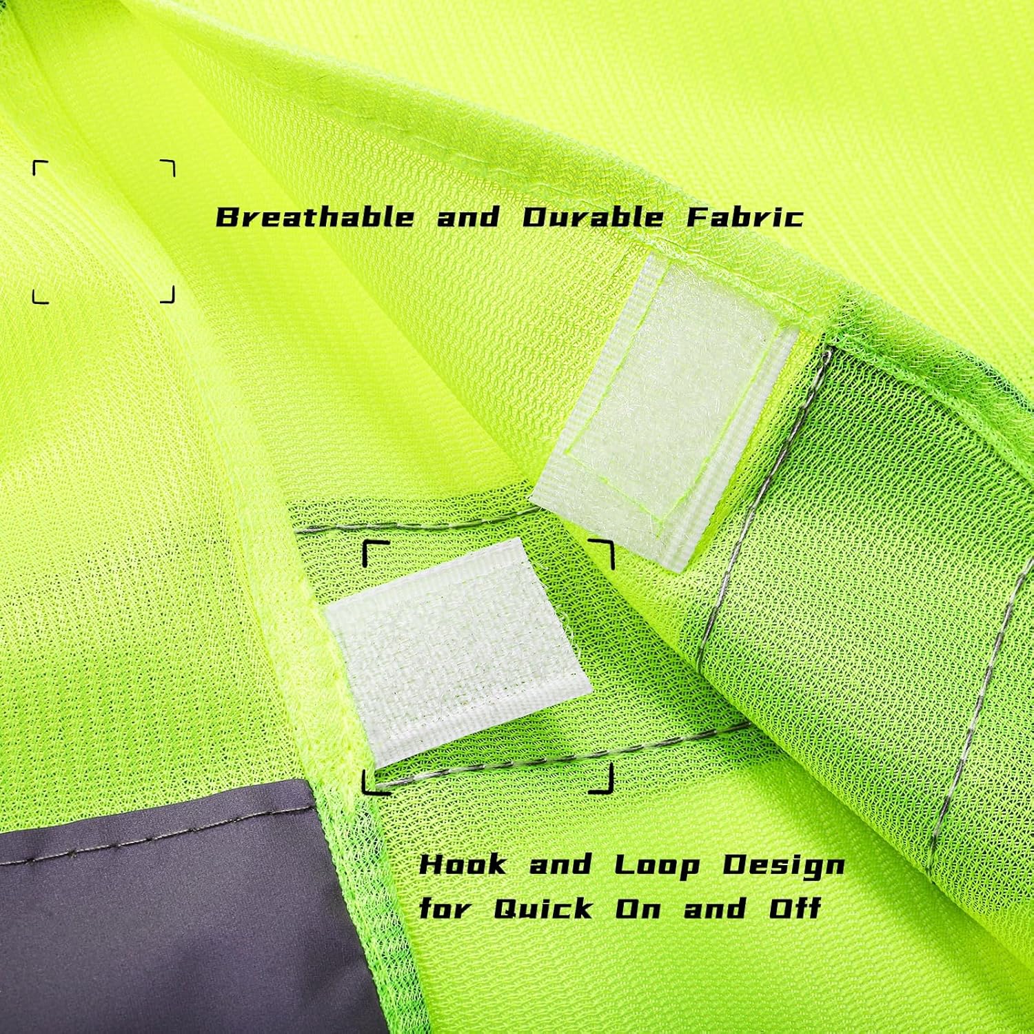 12 Pack High Visibility Safety Vests, Mesh Security Vest with 2 Reflective Silver Strips, Construction Work Bulk for Men Women Traffic Emergency Running Cycling, Fluorescent Green - Image 3