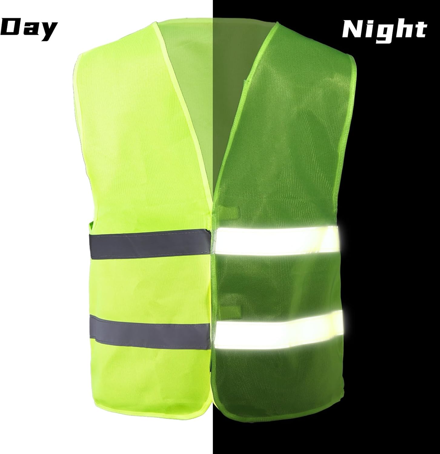 12 Pack High Visibility Safety Vests, Mesh Security Vest with 2 Reflective Silver Strips, Construction Work Bulk for Men Women Traffic Emergency Running Cycling, Fluorescent Green - Image 4