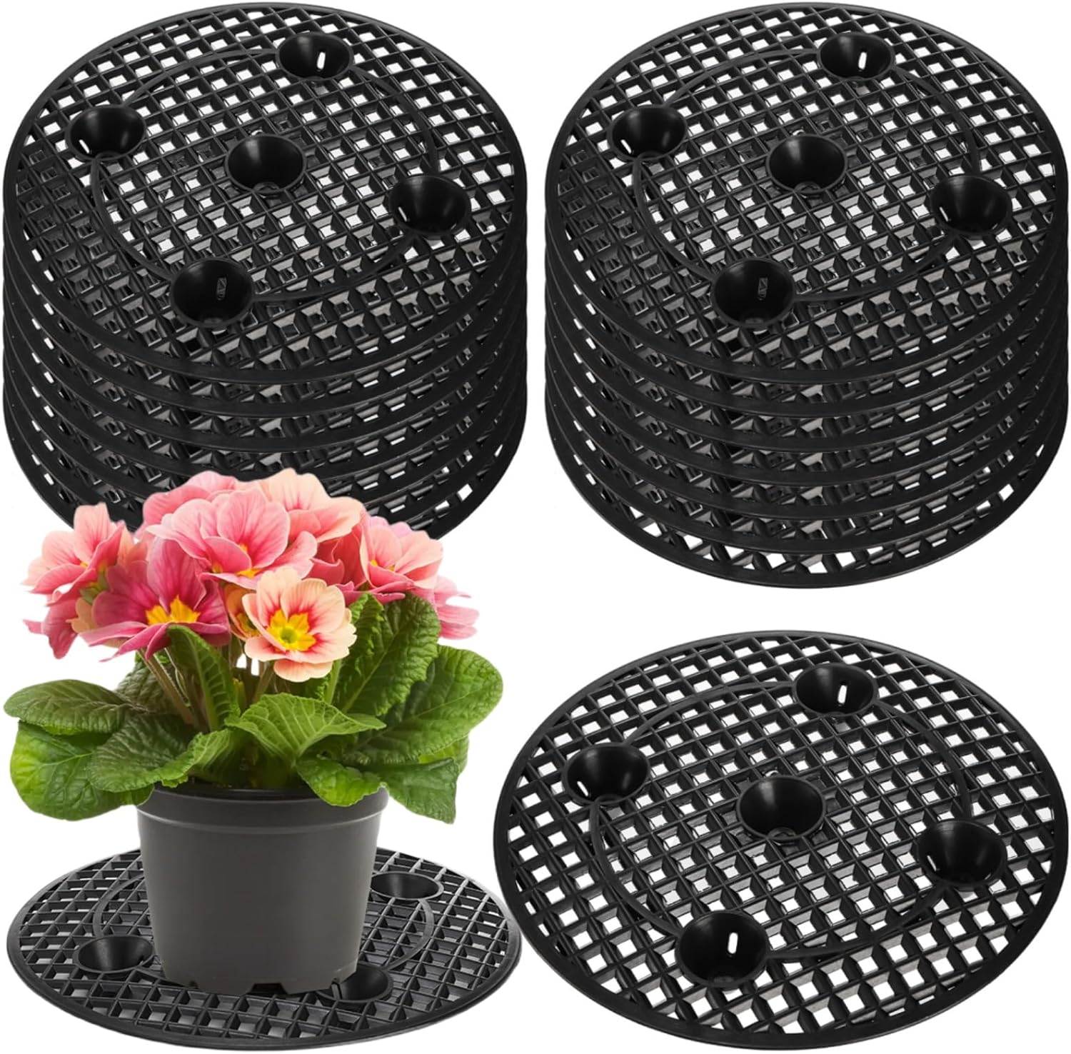 15 PCS Plant Level Pot Elevator, 12 inch Plastic Potted Stands, Large Patio Planter Riser Holder, Deck Floor Protector to Prevent Rot Damage, Trivet for Indoor Outdoor Garden - Image 1