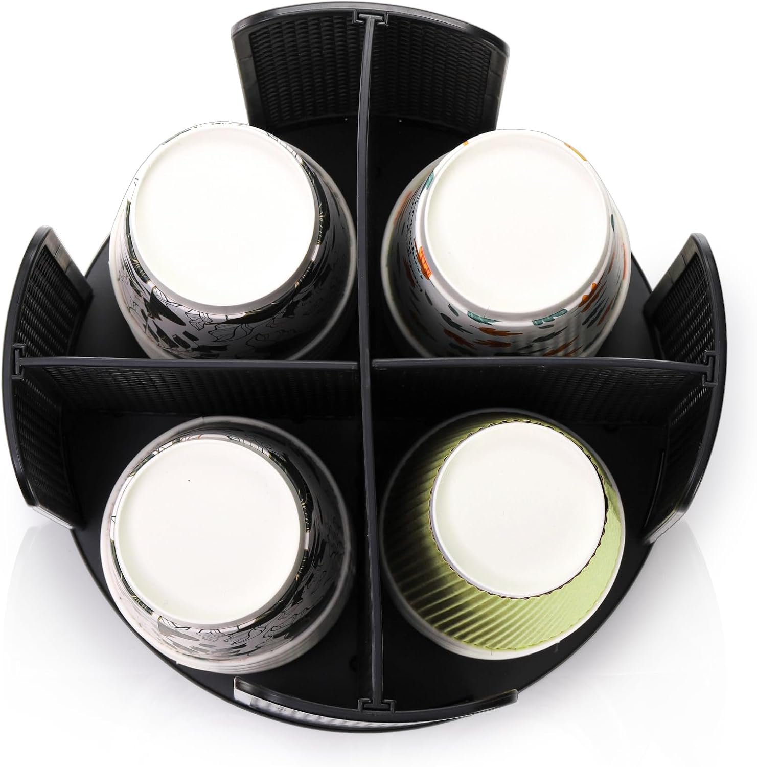 2 Pack Coffee Cup Dispenser, Rotatable 4 Compartment and Lid Holder, Plastic Paper Storage Organizer for Office Restaurant Breakroom Station Bar Buffet Kitchen Countertop - Image 4