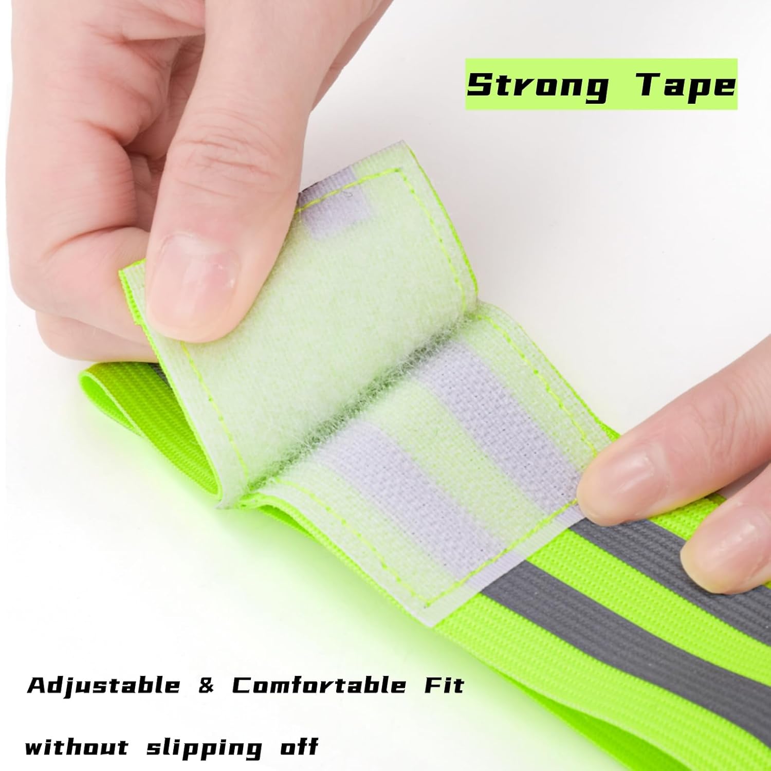 50 Pack Reflective Bands, High Visibility Safety Reflector Armband, Security Tape Strip Bracelets, Cycling Warning Fluorescent Sash, Night Walking Gear for Wrist Arm Ankle Leg - Image 5