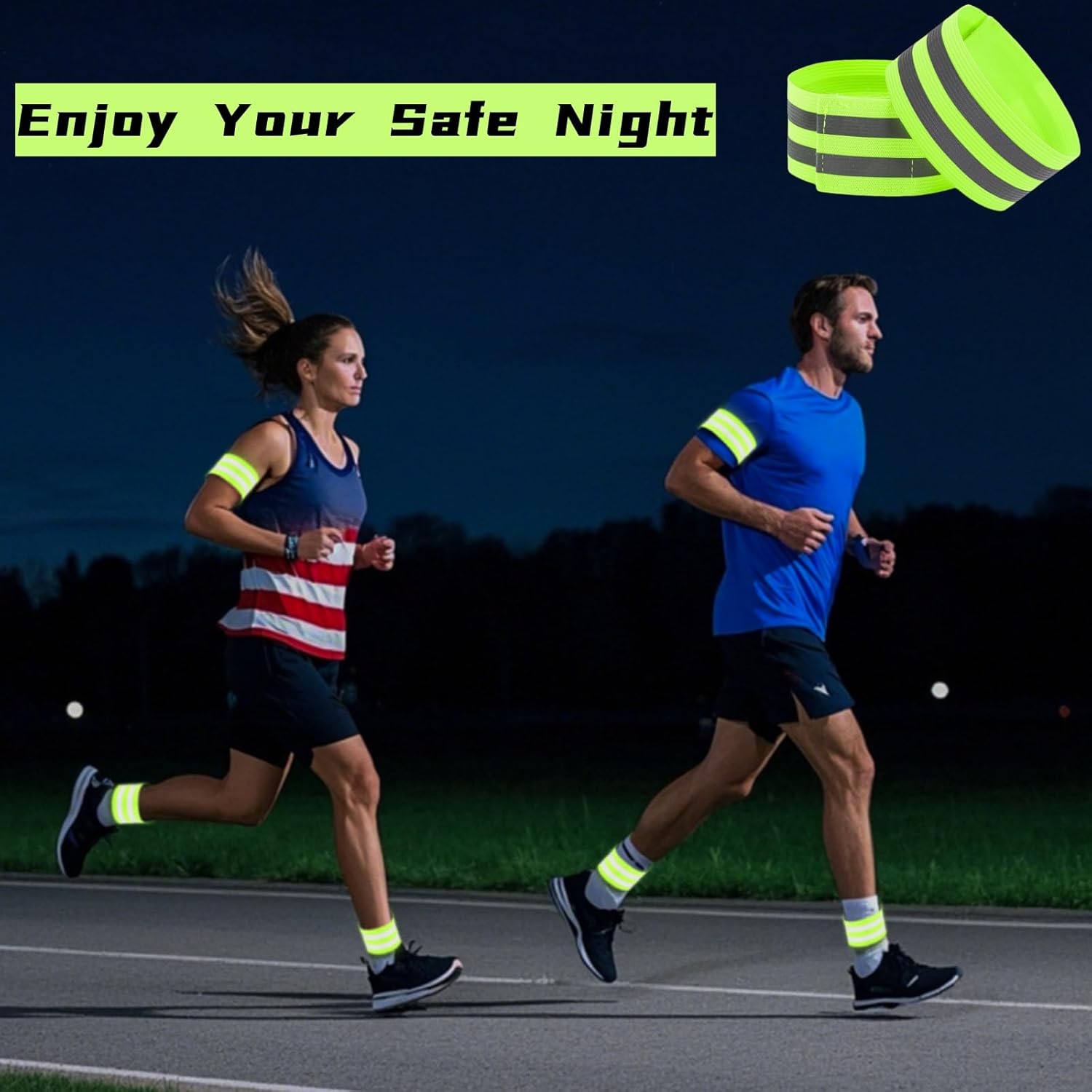 50 Pack Reflective Bands, High Visibility Safety Reflector Armband, Security Tape Strip Bracelets, Cycling Warning Fluorescent Sash, Night Walking Gear for Wrist Arm Ankle Leg - Image 6