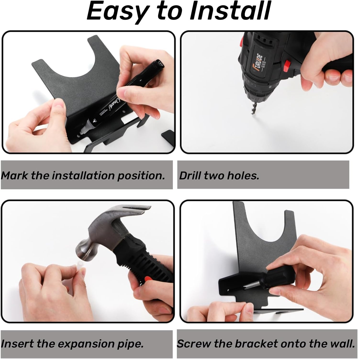 4 Pack Angle Grinder Holder, Wall Mount Bracket for 5 inch Grinder, Polisher Storage Rack Stand with Cord Hook, Garage Tool Hanger Grinders Impact Wrench Cutters Waxing Machines - Image 4