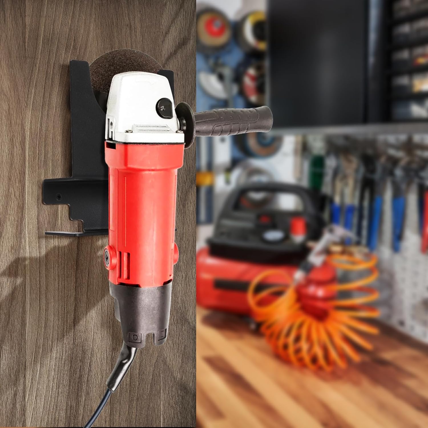 4 Pack Angle Grinder Holder, Wall Mount Bracket for 5 inch Grinder, Polisher Storage Rack Stand with Cord Hook, Garage Tool Hanger Grinders Impact Wrench Cutters Waxing Machines - Image 8
