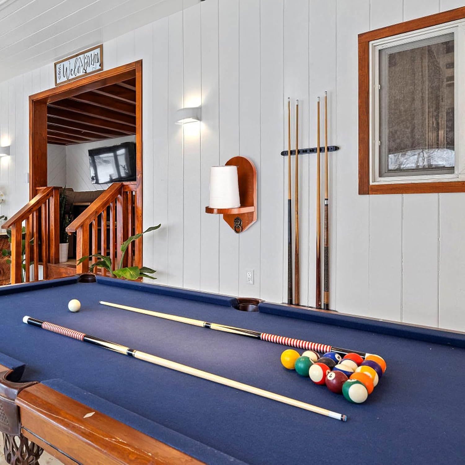 Wall Mounted Cone Chalk Holder, Solid Wood Pool Hand Billiards Table Holder with Beveled Edge and Hardware, Accessories - Image 6