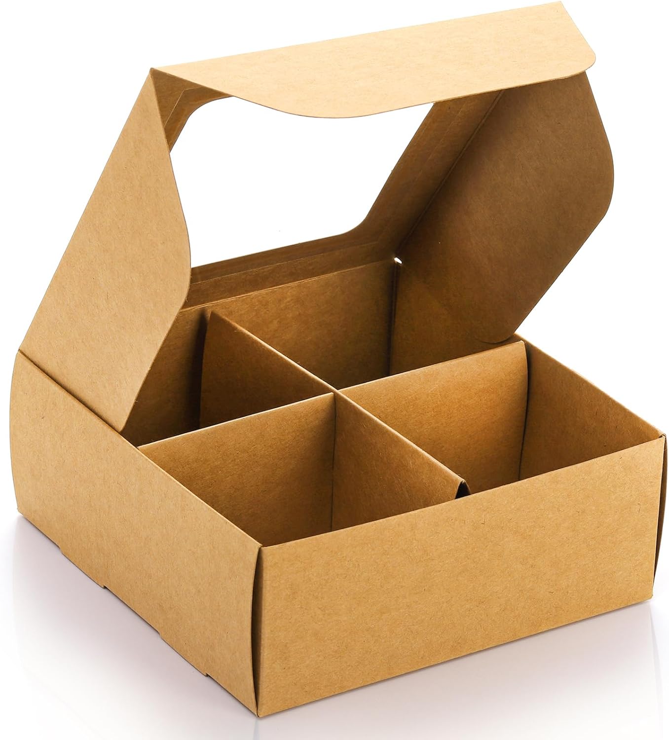 40 Pack Brown Bakery Boxes with Window and Dividers, 6 x Inch Mini Pastry 4 Compartments, Kraft Treats Gift Inserts, Cupcake Packaging Containers for Pastries Biscuits - Image 3