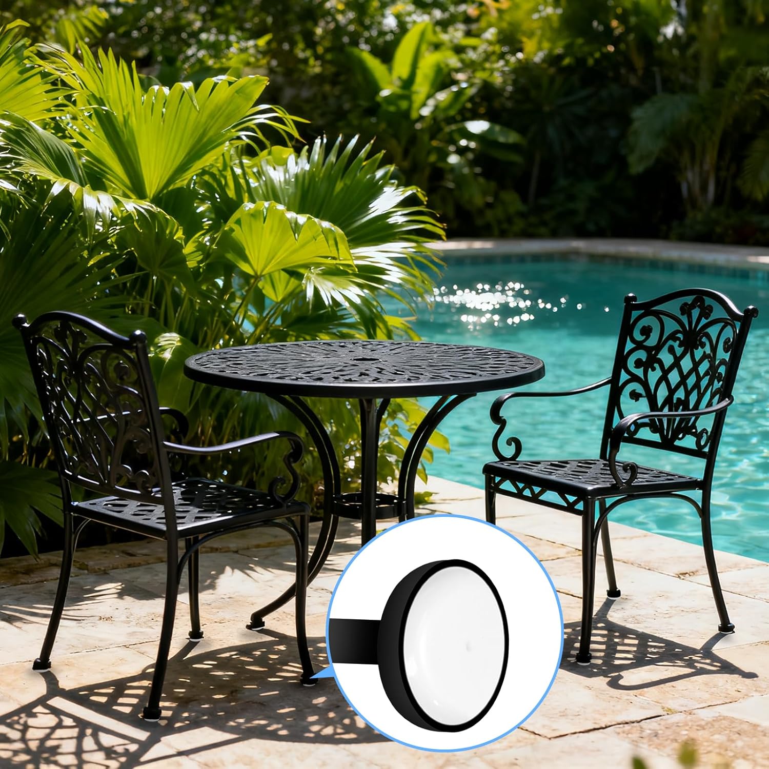 100 Pack 1-1/2 inch Patio Furniture Feet Caps, Wrought Iron Outdoor Chair Glides, Thick Plastic Leg Caps for Metal Chairs & Tables - Image 5