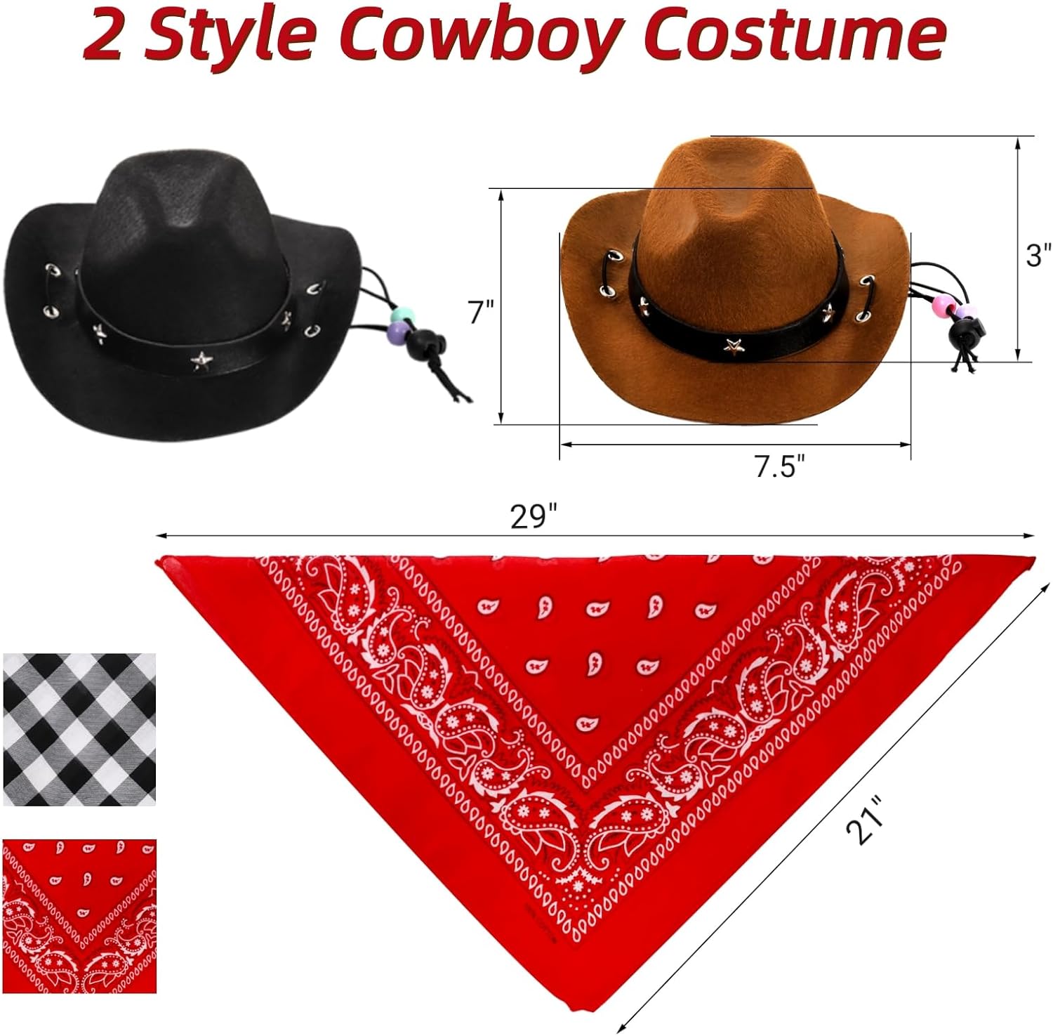 4 Pack Pet Cowboy Costume Accessories Set, 2 Pcs Hat and Bandana Scarf, Puppy Kitten Halloween Christmas Costume, West Party Cosplay Wearing for Cats Small Dogs - Image 2
