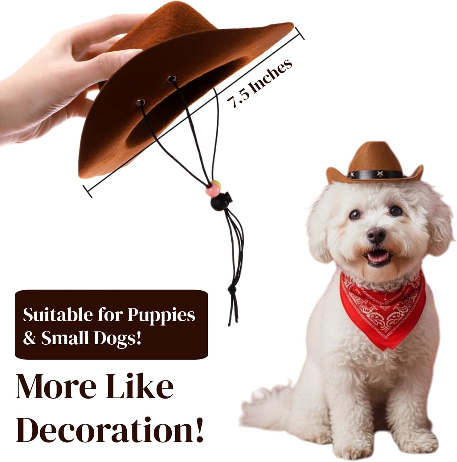 4 Pack Pet Cowboy Costume Accessories Set, 2 Pcs Hat and Bandana Scarf, Puppy Kitten Halloween Christmas Costume, West Party Cosplay Wearing for Cats Small Dogs - Image 3