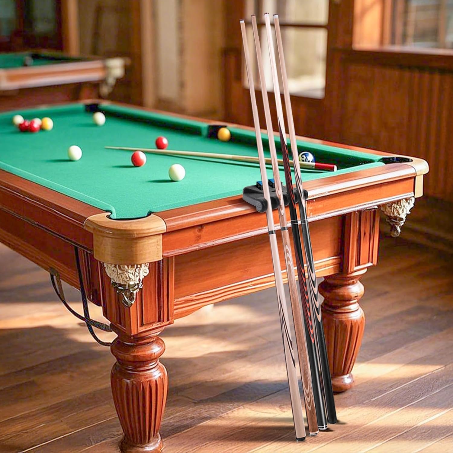 4 Holes Pool Cue Holder, Portable Weighted Rack, Mini Non-slip Stick Holder Claw with 2 Chalk Holders, Heavy Duty Rest for Billiard and Table - Image 5