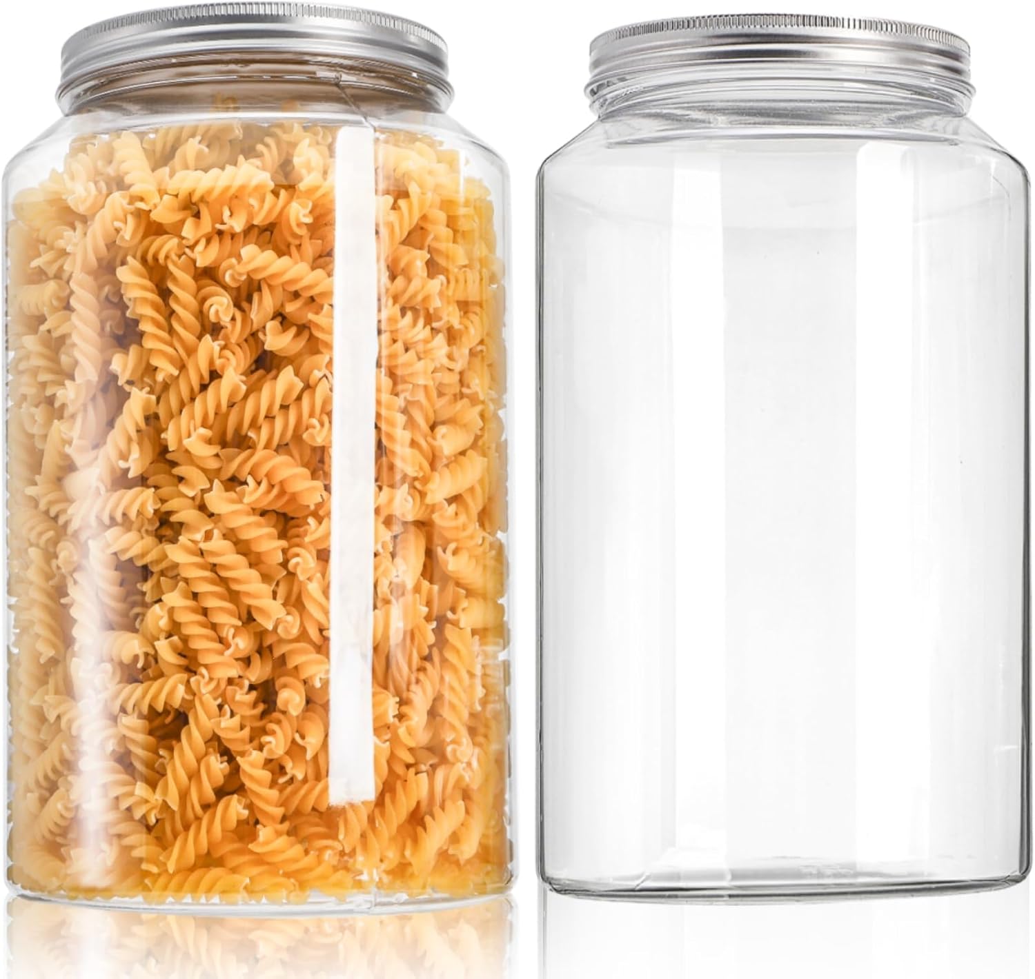 2 Pack 1 Gallon Extra Large Clear Plastic Jars, 118 OZ Food Storage Container with Lid, BPA Free Wide Mouth Jar, Reusable Airtight Mason Jug for Dry Goods, Candy, Fermenting, Pickling - Image 1