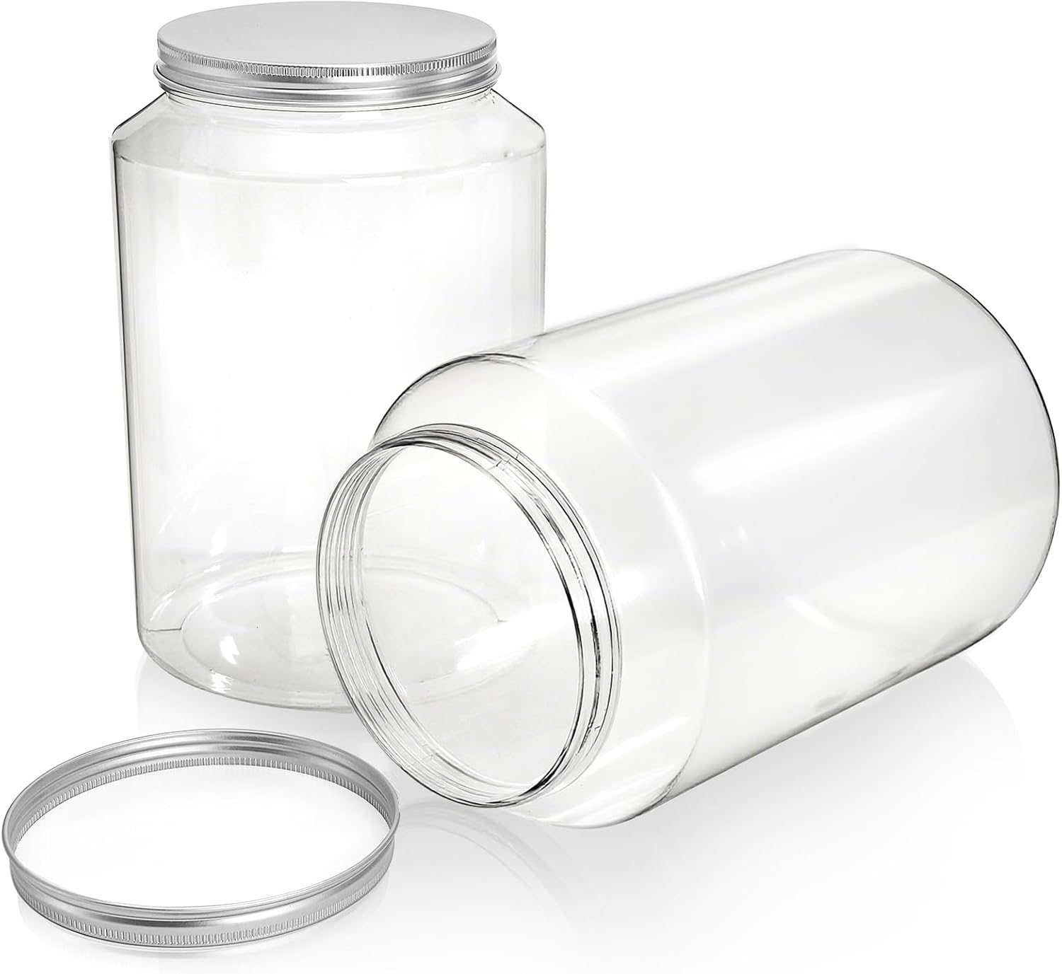2 Pack 1 Gallon Extra Large Clear Plastic Jars, 118 OZ Food Storage Container with Lid, BPA Free Wide Mouth Jar, Reusable Airtight Mason Jug for Dry Goods, Candy, Fermenting, Pickling - Image 4
