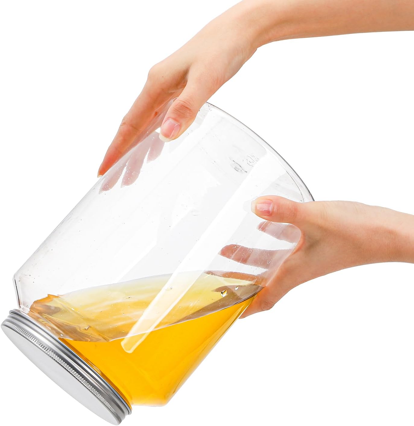 2 Pack 1 Gallon Extra Large Clear Plastic Jars, 118 OZ Food Storage Container with Lid, BPA Free Wide Mouth Jar, Reusable Airtight Mason Jug for Dry Goods, Candy, Fermenting, Pickling - Image 5