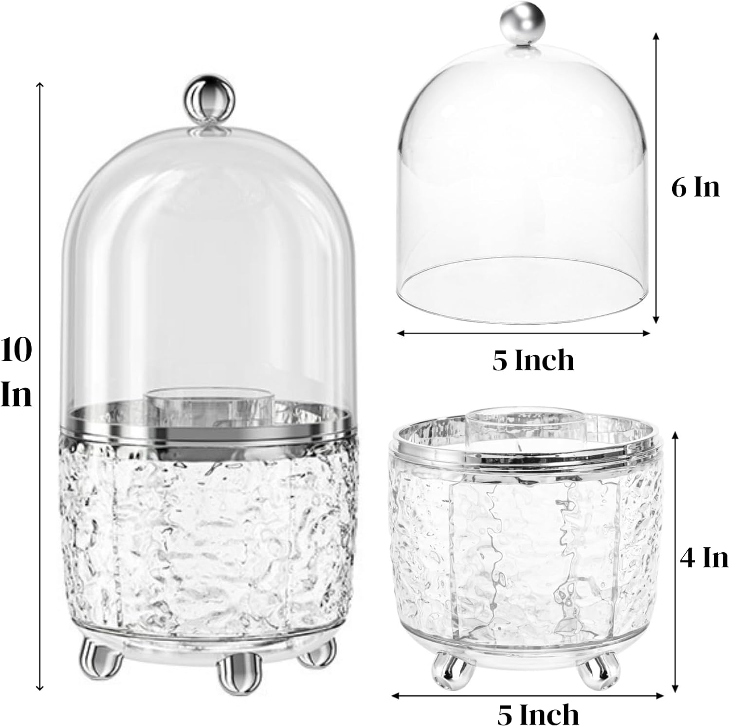 Rotating Makeup Brush Holder, Dustproof Cosmetic Tools Organizer with Lid, 360° Spinning Covered Brushes Storage Anti-slip Pads for Vanity, Bathroom Countertop & Bedside Table, Clear - Image 2