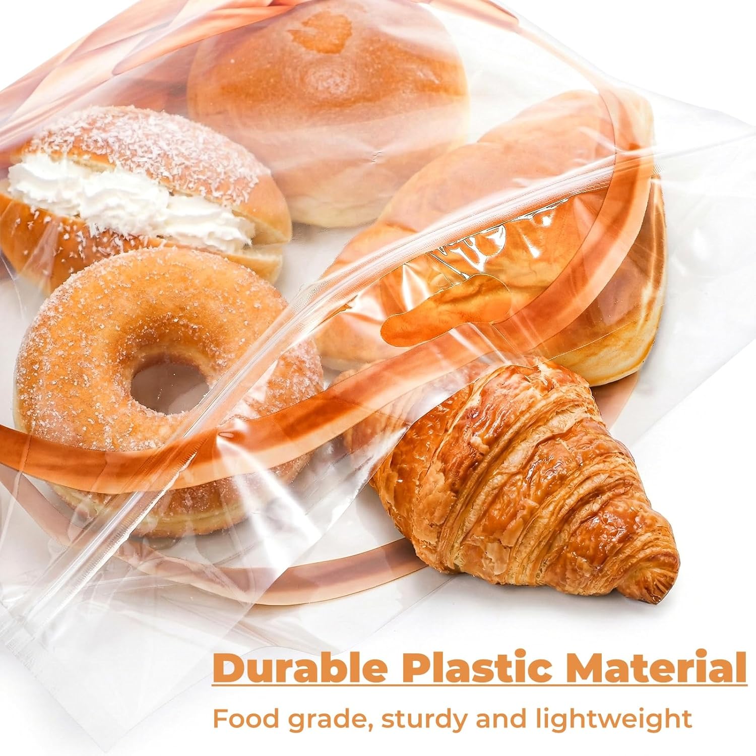 100 Pack Clear Plastic Bread Bags with Handle, 12.5 x 10.4 Inch Large Zipper Toast Bag, Portable Loaf Sealing Basket Pattern, Sourdough Packaging Organizer for Cookie Bakery - Image 4