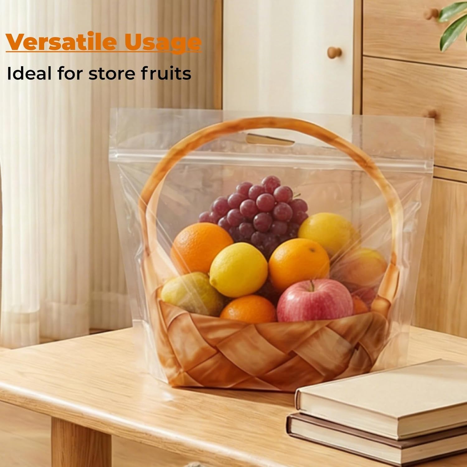 100 Pack Clear Plastic Bread Bags with Handle, 12.5 x 10.4 Inch Large Zipper Toast Bag, Portable Loaf Sealing Basket Pattern, Sourdough Packaging Organizer for Cookie Bakery - Image 7