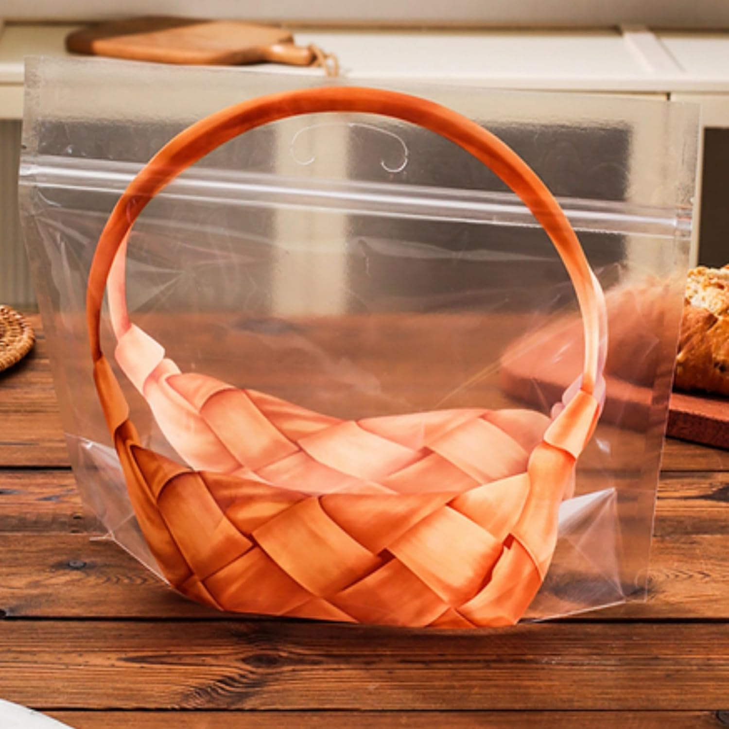 100 Pack Clear Plastic Bread Bags with Handle, 12.5 x 10.4 Inch Large Zipper Toast Bag, Portable Loaf Sealing Basket Pattern, Sourdough Packaging Organizer for Cookie Bakery - Image 8