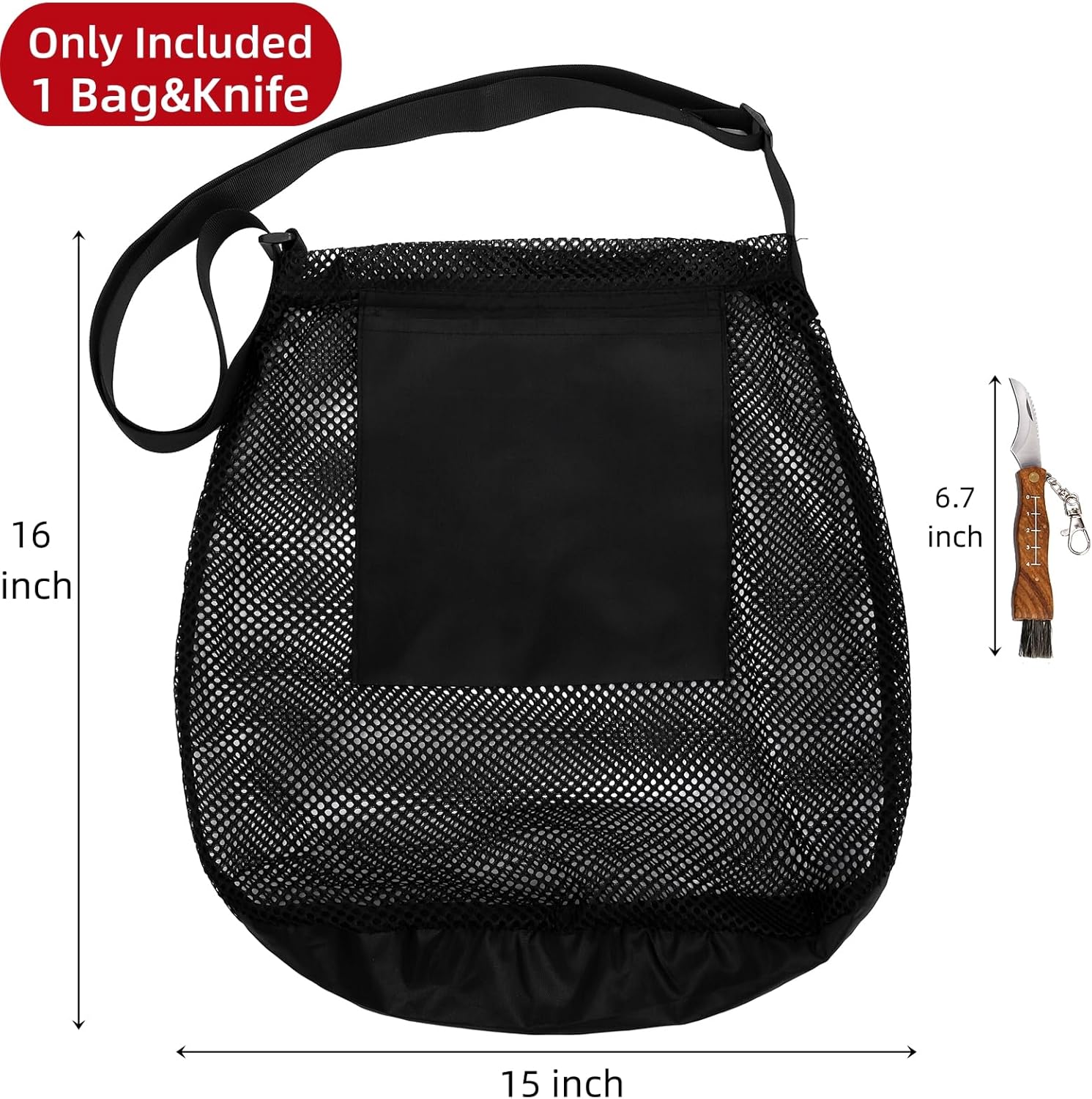 Foraging Bag, 2 Pcs Mushroom Kit with Bag and Foldable Knife, Morel Picking Basket, Practical Collecting Supplies Tools for Decor Lovers - Image 2