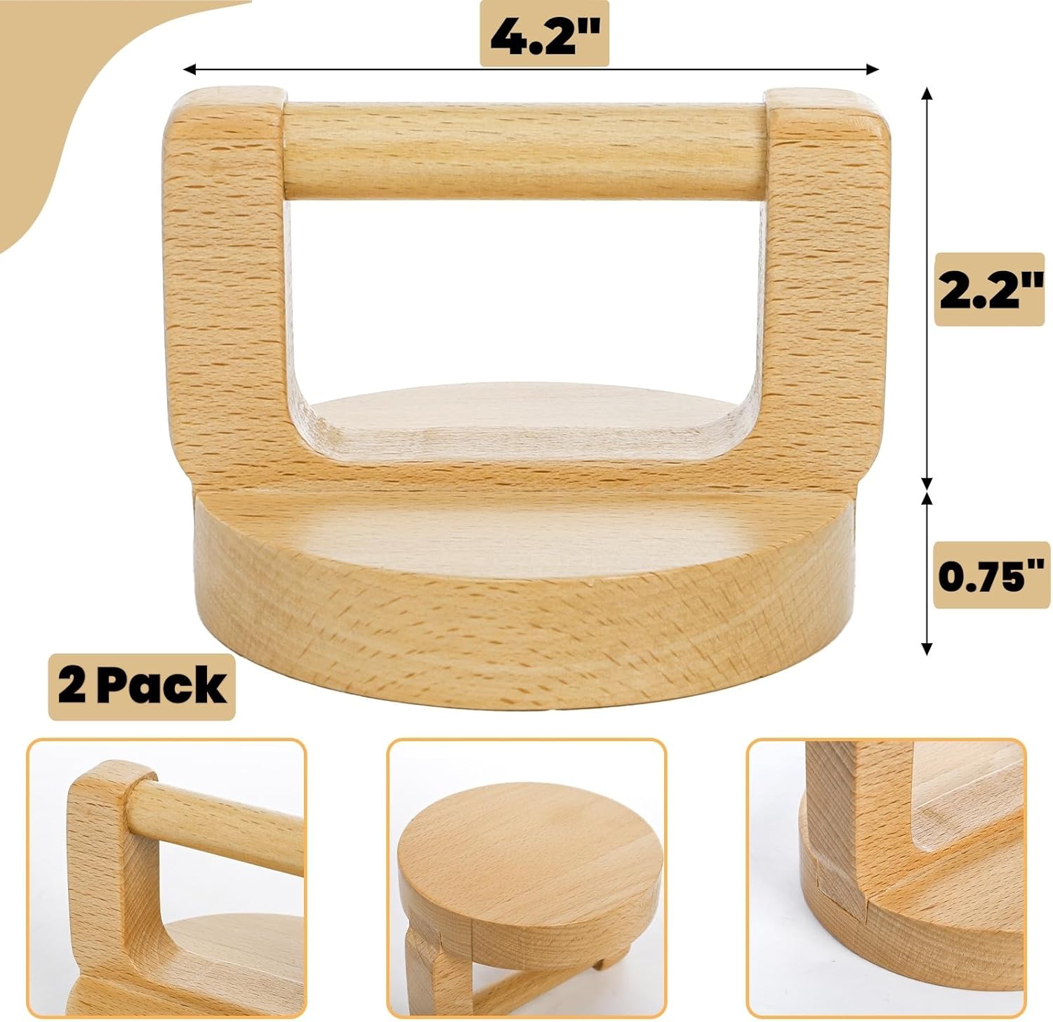 2 Pack Block Printing Baren, 4 Inch Wood Barens for Printmaking, Hand Press Tool with Ergonomic Handle Linocut, Crafting, Scrapbooking, Ink, Stamping - Image 2