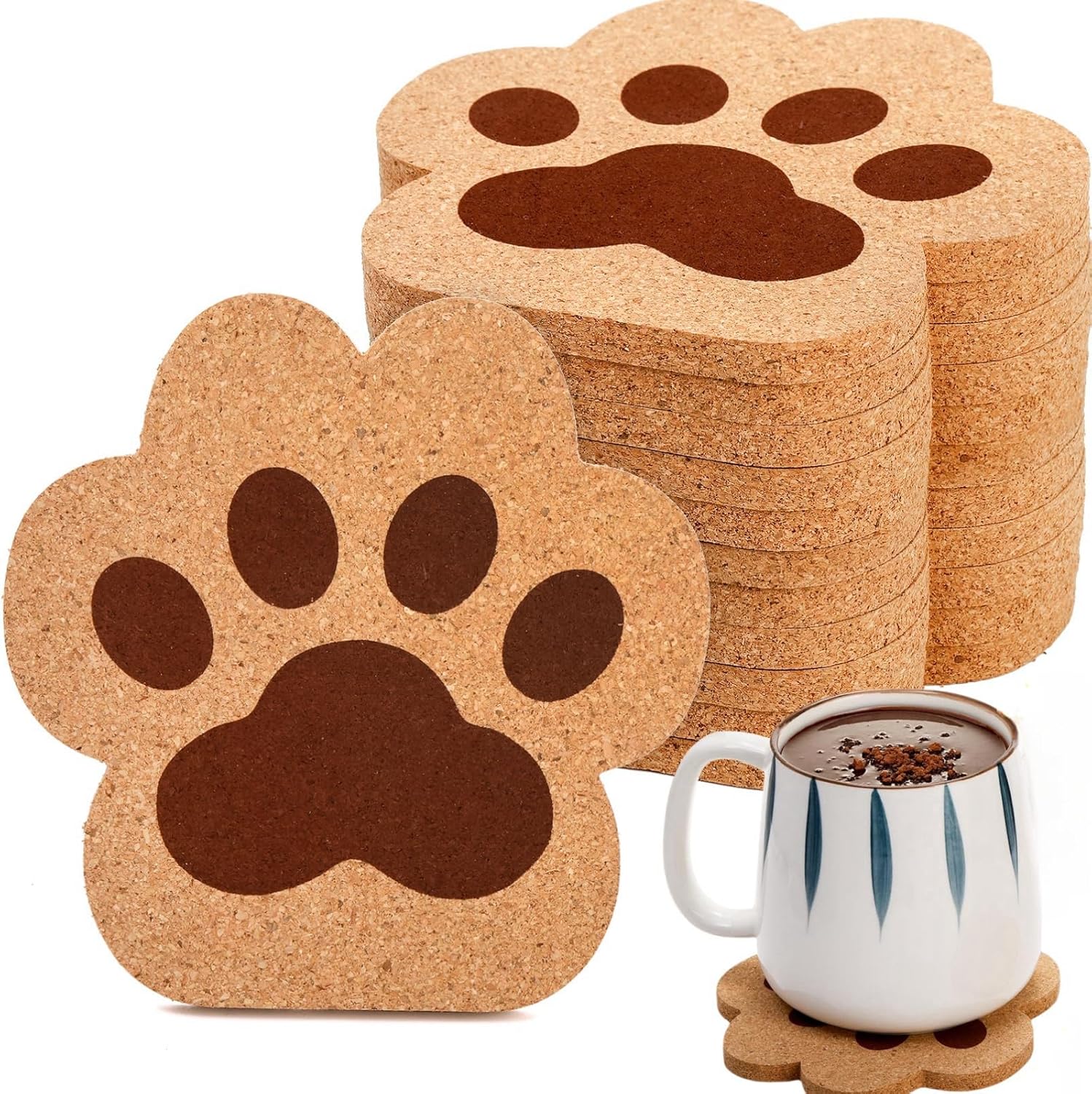 12 Pack Cork Coasters for Drinks, 4.7