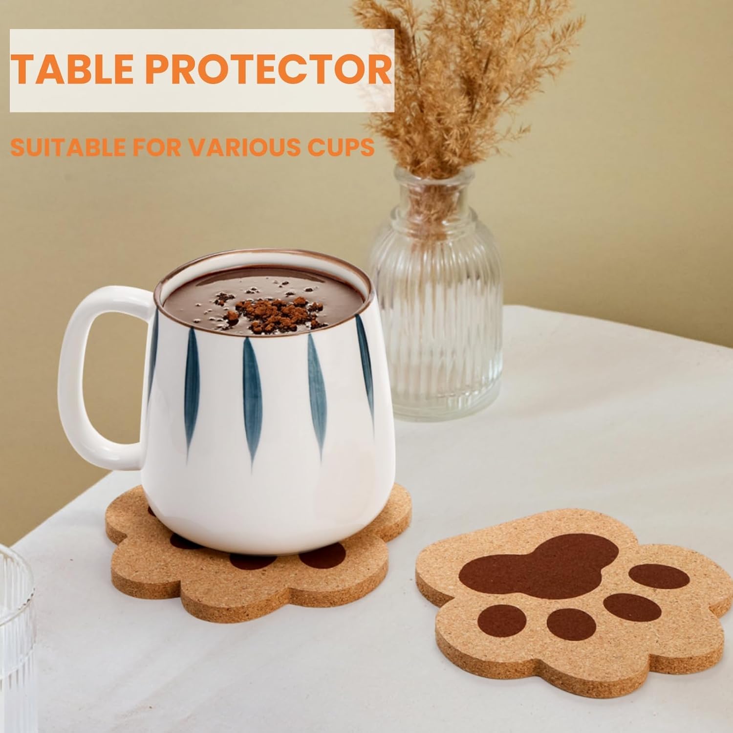 12 Pack Cork Coasters for Drinks, 4.7