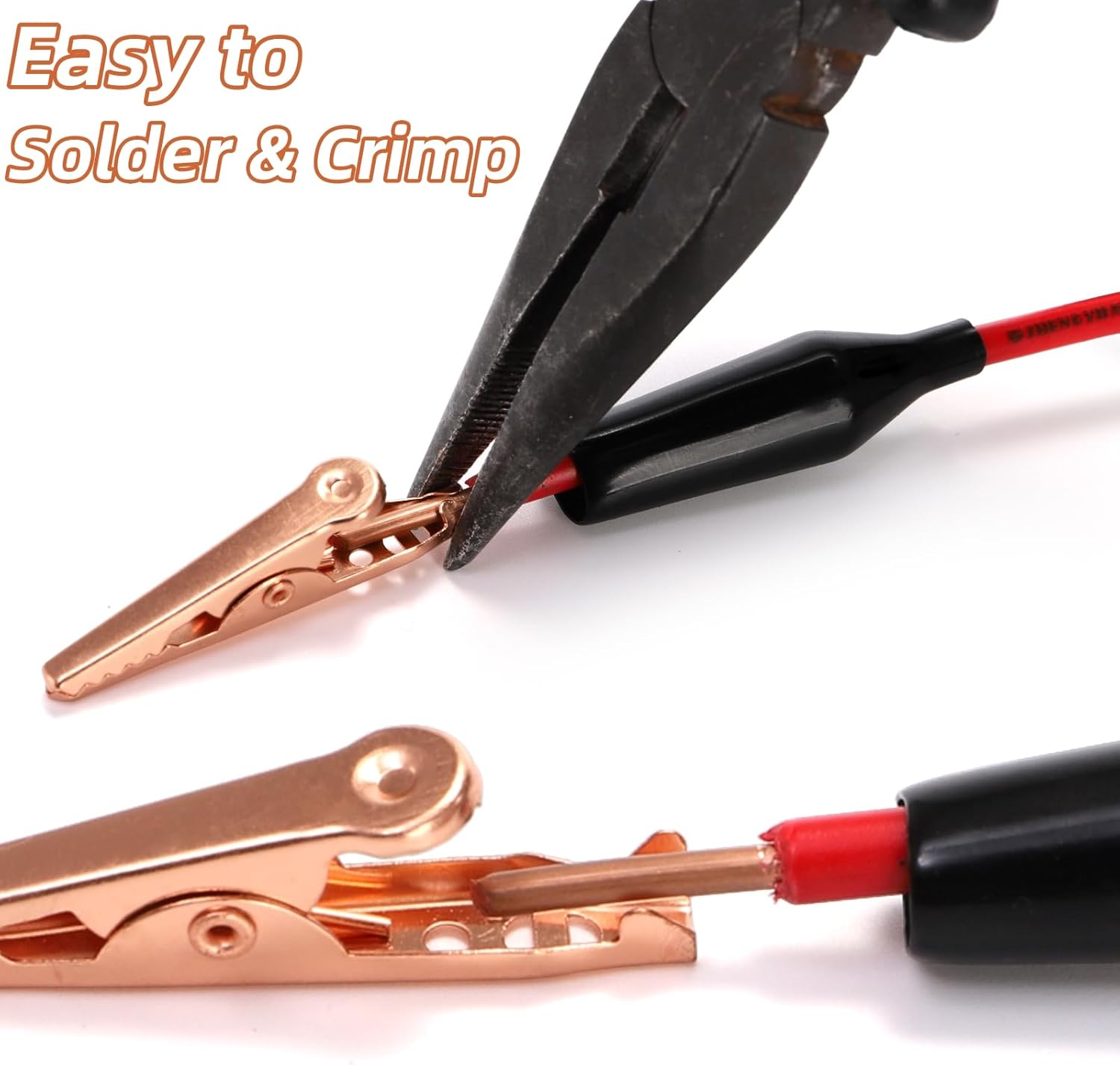 30 Packs Copper Alligator Electric Clips, Electrical Test Gator Jumper with Protective Insulation Cover, Crocodile Clamps Aligned Jaws for Solder Circuit Link, Black and Red - Image 4