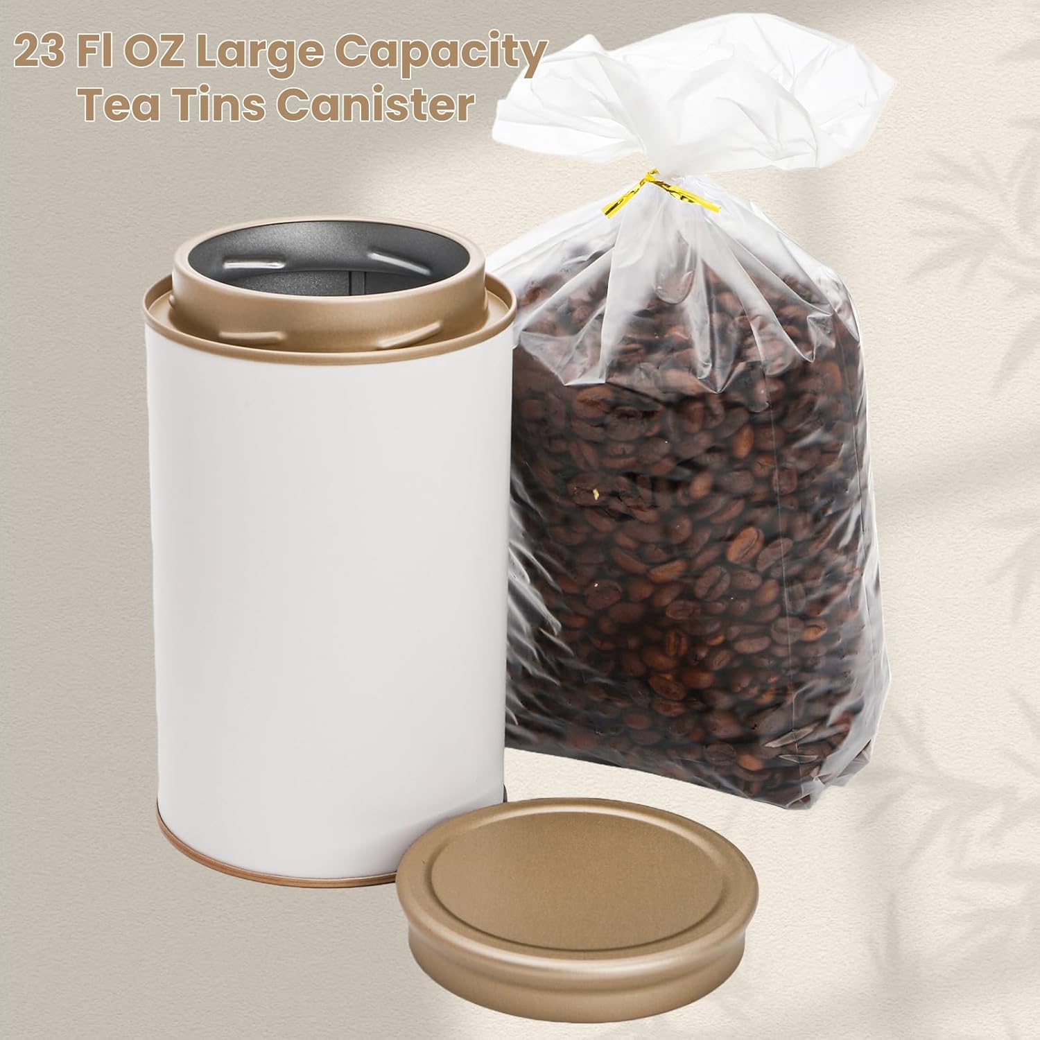 6 Pack Tea Tins Canister for Loose Tea, 23 Fl OZ Airtight Round Tin with Lid, Large Metal Storage Jars, White Kitchen Containers Travel Business Coffee Sugar Candy Spices Herbs - Image 3