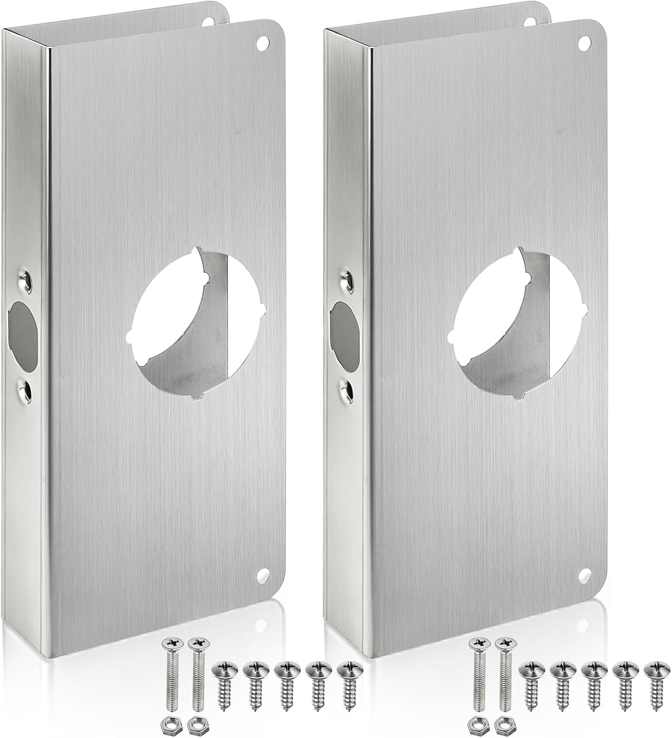 2 Pack Door Reinforcement Plates, Stainless Steel Lock and Reinforcer, Repair Plate for Exterior Door, Jamb Plates Security, 1-3/8